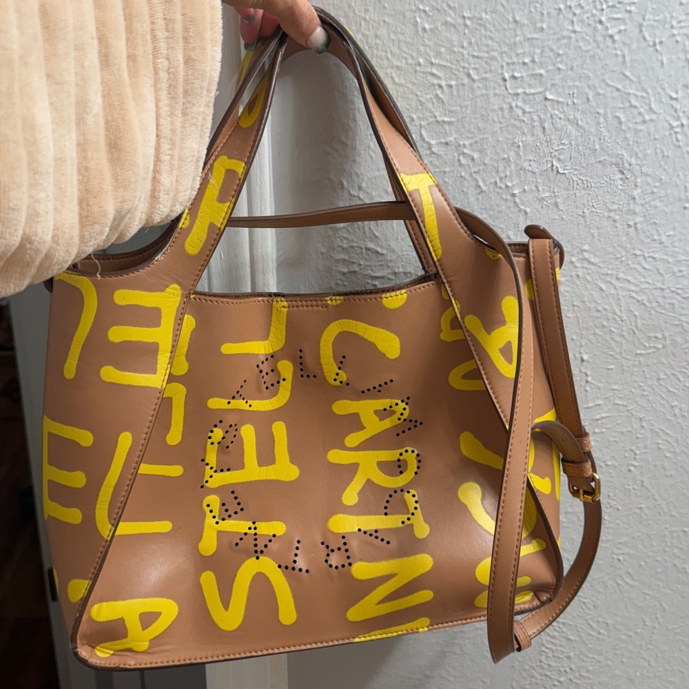 Stella McCartney Tan Tote with Yellow Graphics - Picture 4 of 10